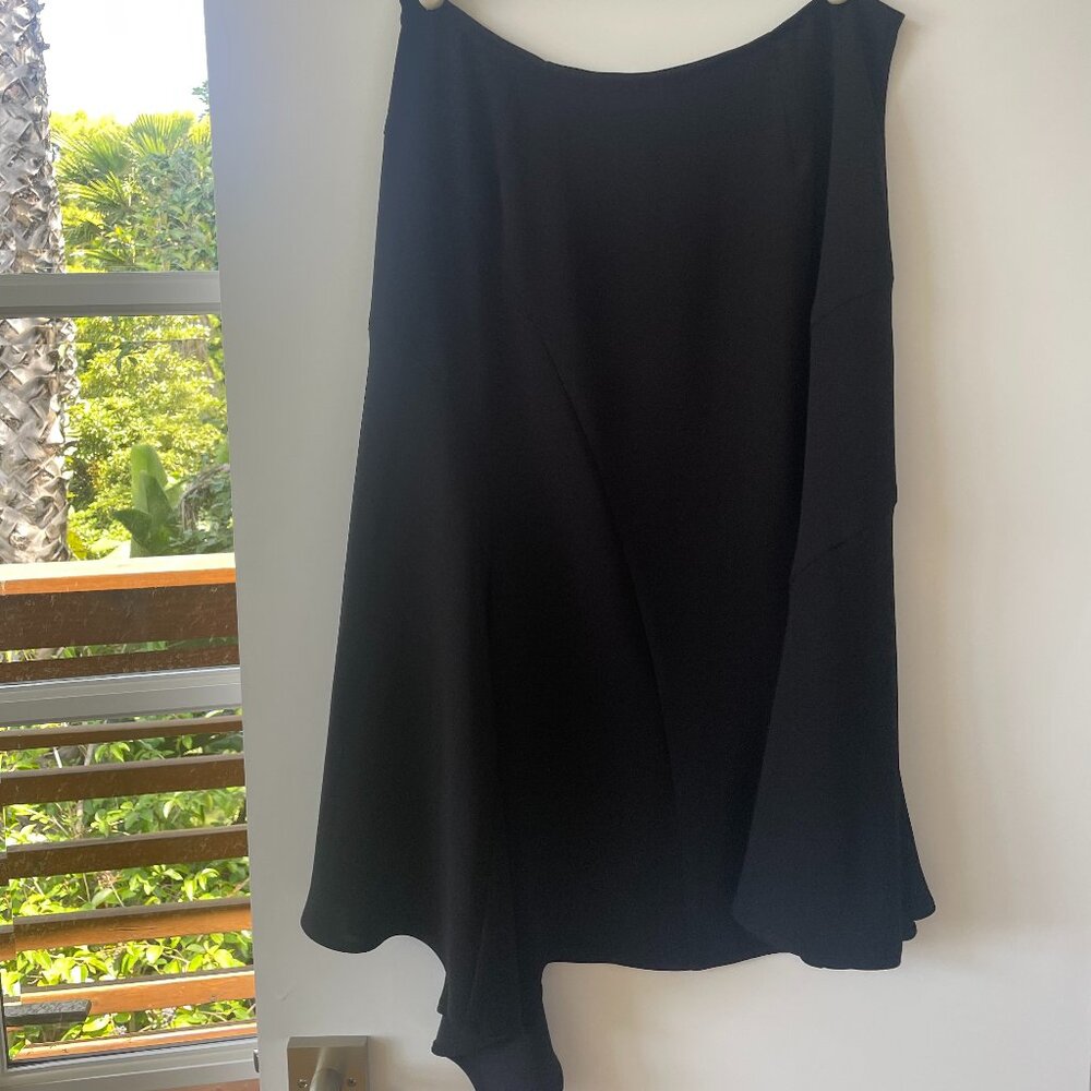 Drama Black Midi Skirt with Side Zipper, Size 12, Style‎ 341-330